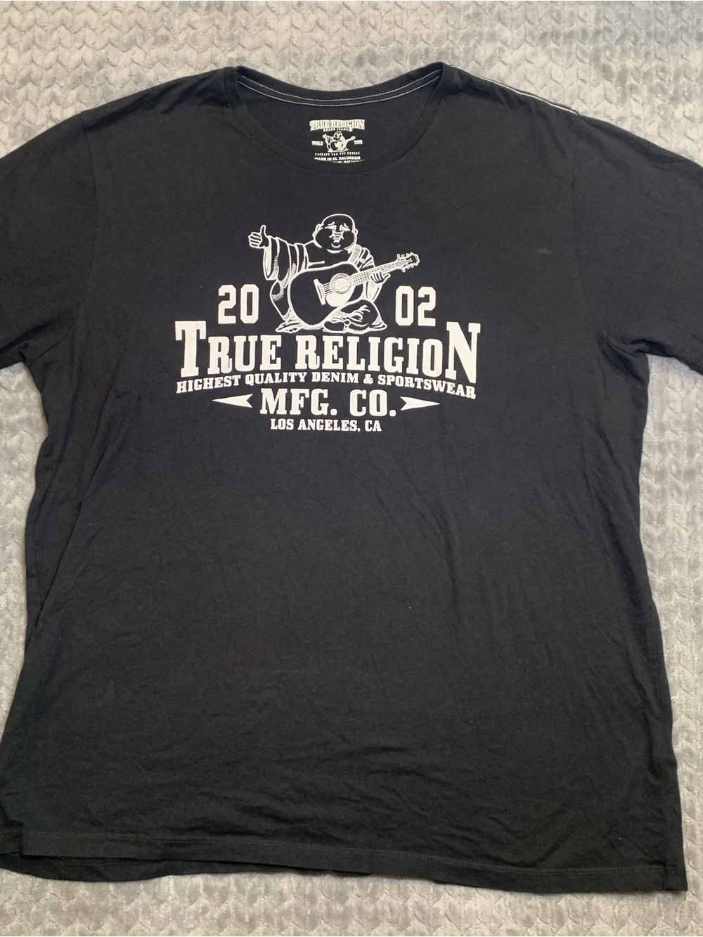 True Religion Black Short Sleeve Tee with White Logo